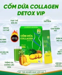 Cốm Dứa Collagen Detox Vip, Detox dứa bổ sung collagen, làm đẹp da, đẹp dáng, chống lão hoá da