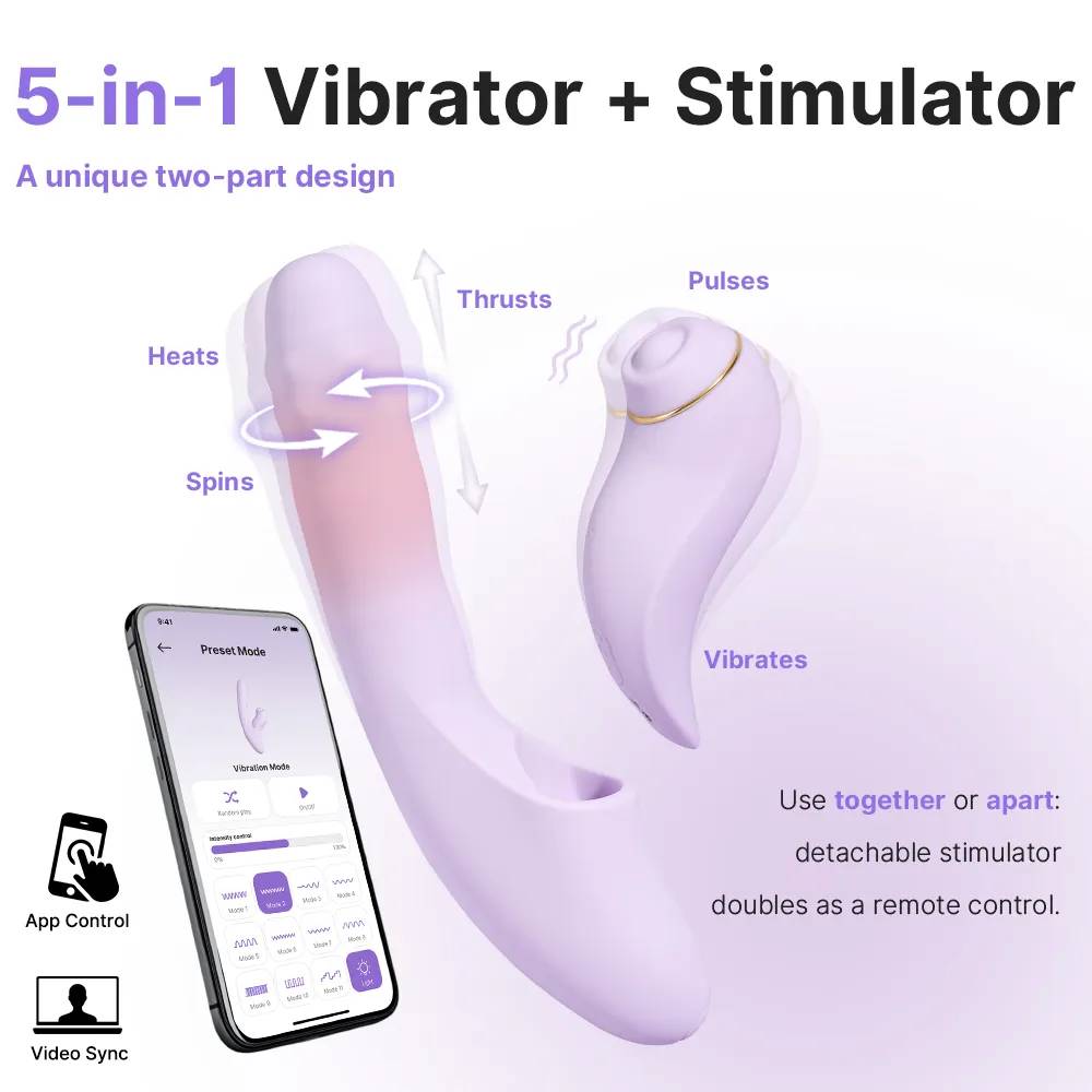 Dương vật giả Svakom DuoGlow điều khiển qua app massage điểm G và âm vật
