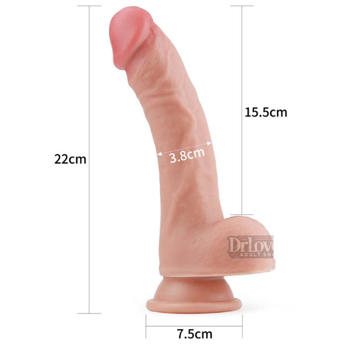 Dương Vật GIả Lovetoy 8 Inch Silicon 2 Lớp Chim Giả Gắn Tường Mềm Mại Giống Thật