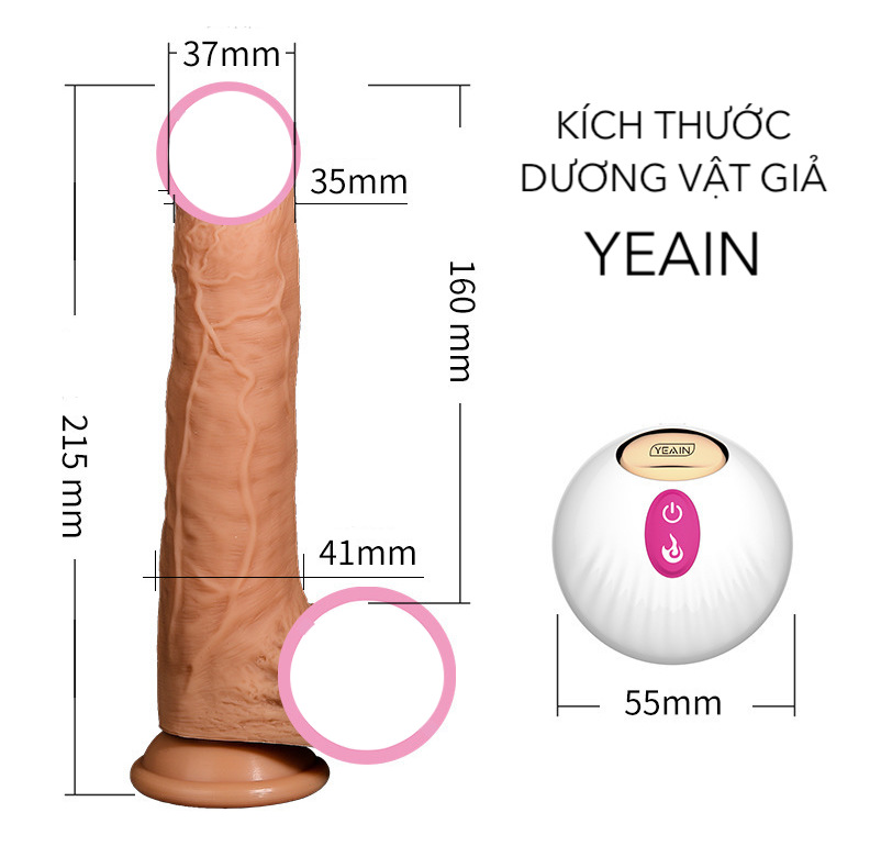 Dương vật giả gắn tường YEAIN rung thụt điều khiển từ xa tỏa nhiệt