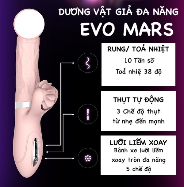 Nơi bán Dương vật cao cấp rung thụt tỏa nhiệt kết hợp lưỡi liếm siêu mềm - Vibrator Evo Mars  chính hãng