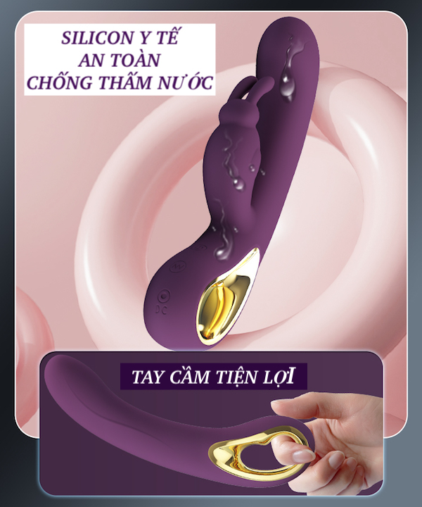 Dương vật giả Pretty Love Liam điều khiển qua app điện thoại có nhánh phụ tai thỏ